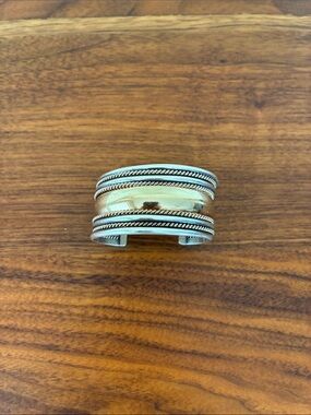 Navajo TAHE Sterling Silver and Gold-Filled Cuff